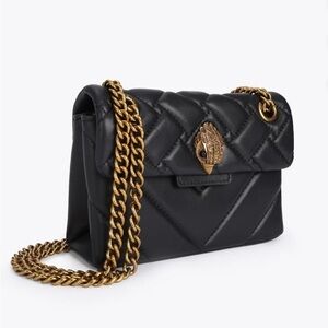 Kurt Geiger London Mini Kensington X Leather Bag, Black With Gold Hardware